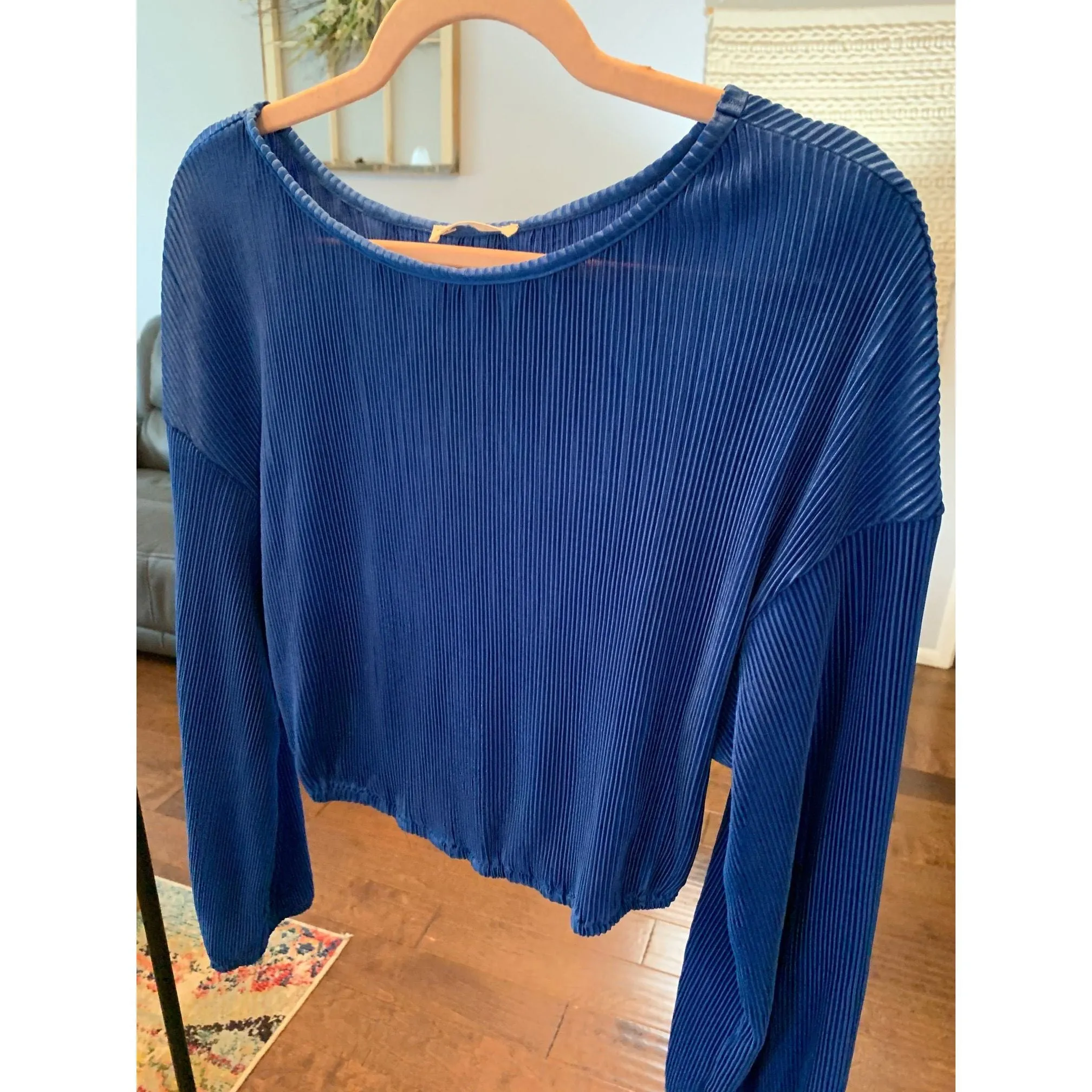 Spontaneous Long Sleeve Satin Top - Royal Blue