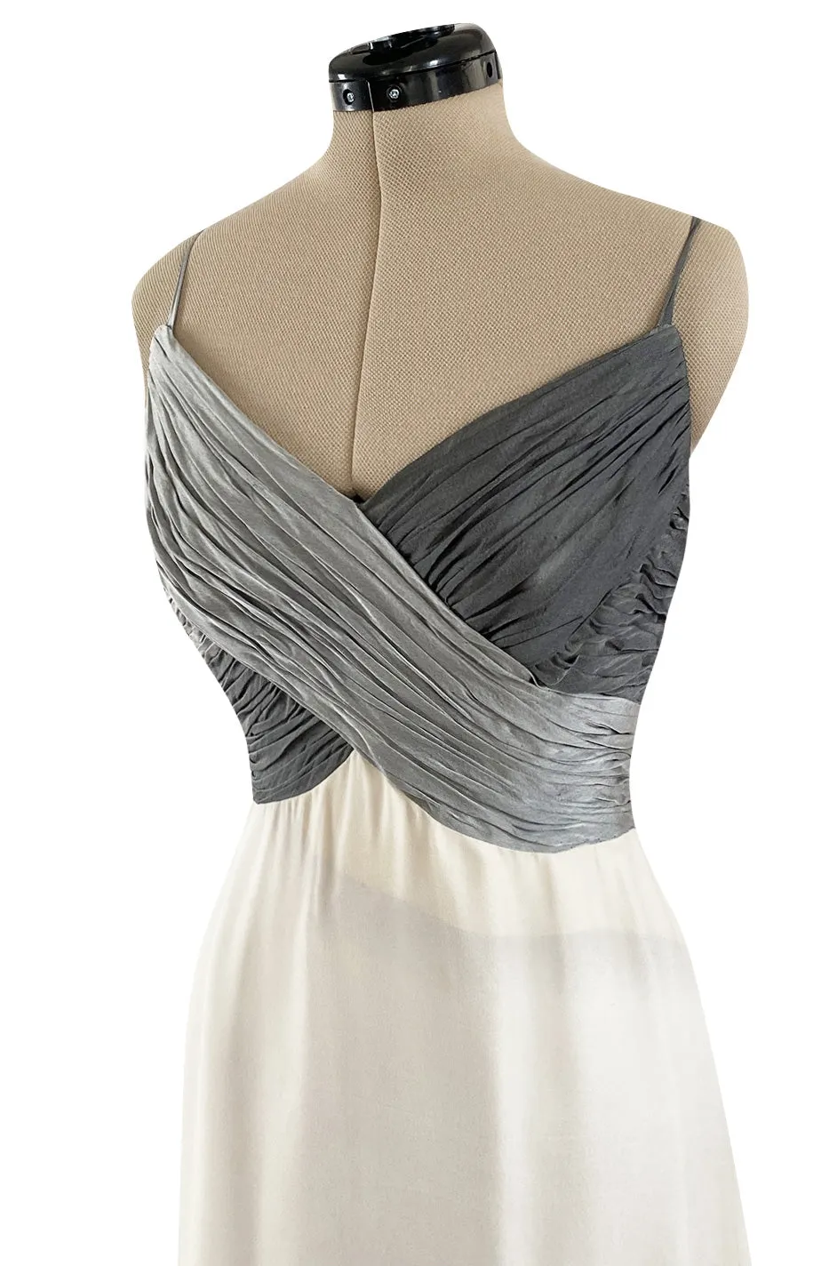 Spring 2000 Hanae Mori Haute Couture Forest & Butterfly Print Silk Chiffon Dress & Silk Huge Scarf