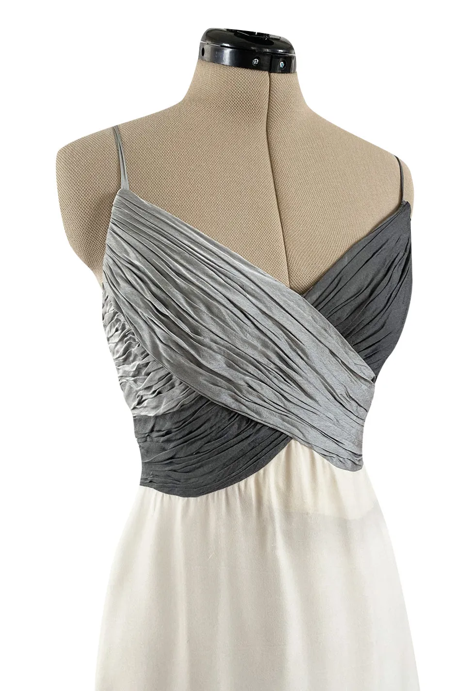Spring 2000 Hanae Mori Haute Couture Forest & Butterfly Print Silk Chiffon Dress & Silk Huge Scarf
