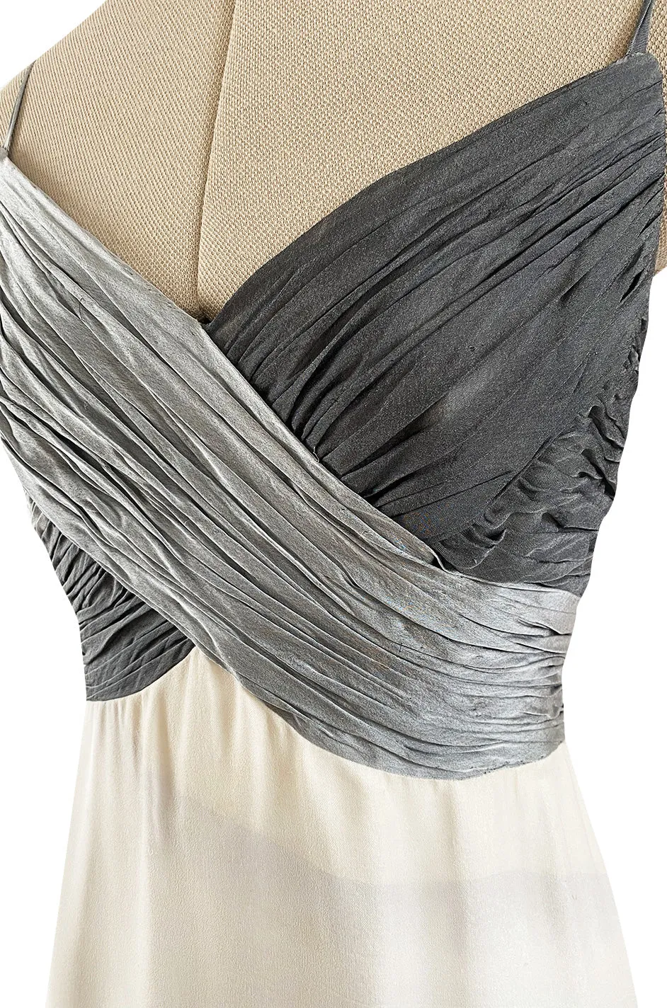 Spring 2000 Hanae Mori Haute Couture Forest & Butterfly Print Silk Chiffon Dress & Silk Huge Scarf