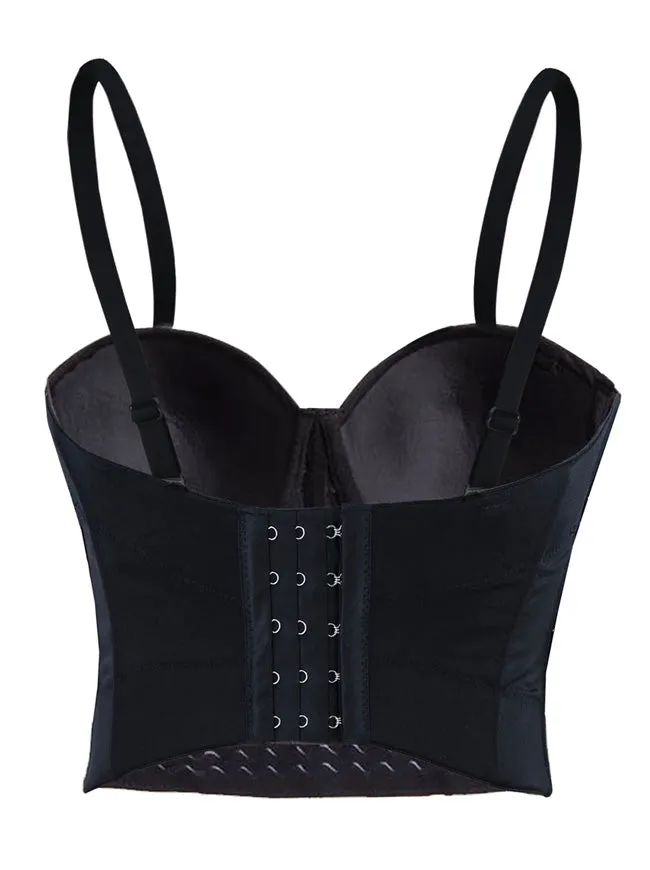 Steampunk Studs Rivets Beaded Clubwear Bustier Crop Top Bra