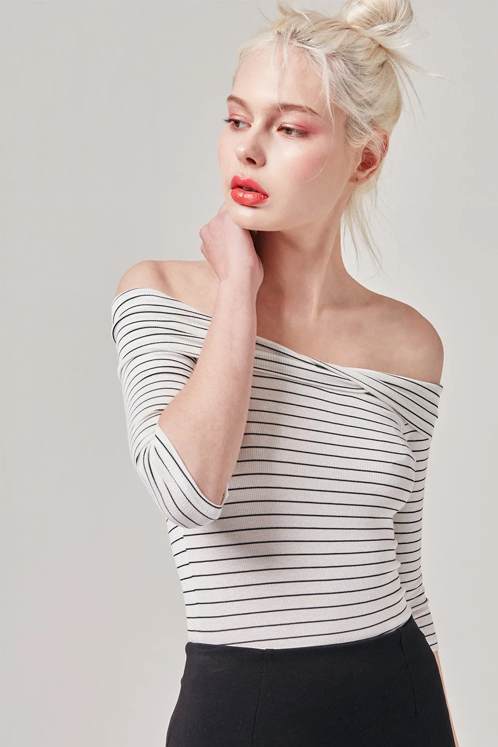 Striped Bardot Top
