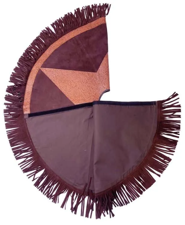 Suede Leather Christmas Tree Skirt - Embossed Leather Star