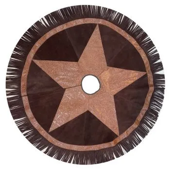 Suede Leather Christmas Tree Skirt - Embossed Leather Star