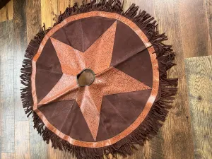 Suede Leather Christmas Tree Skirt - Embossed Leather Star