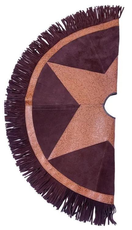 Suede Leather Christmas Tree Skirt - Embossed Leather Star