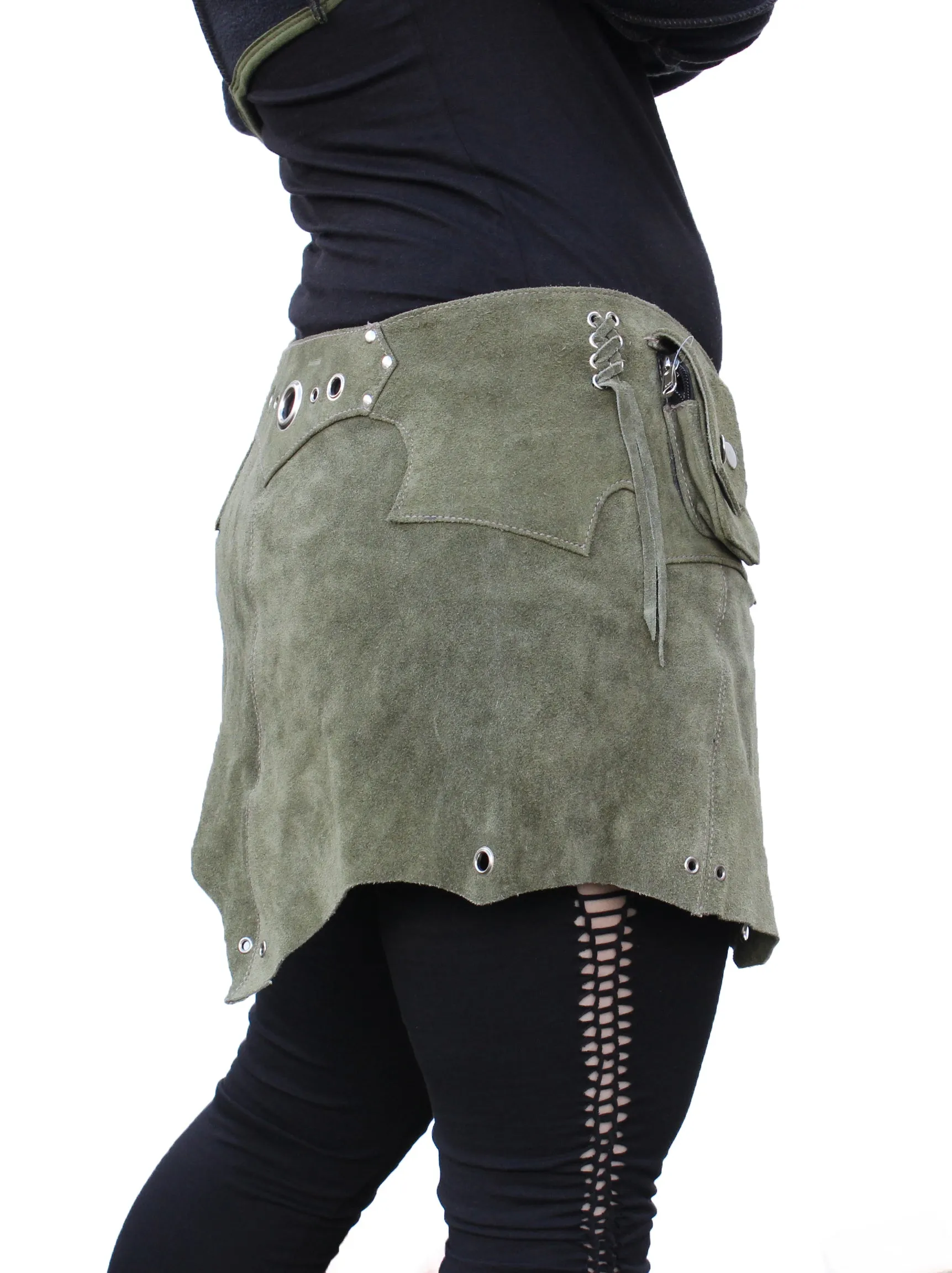 Suede Snap Skirt