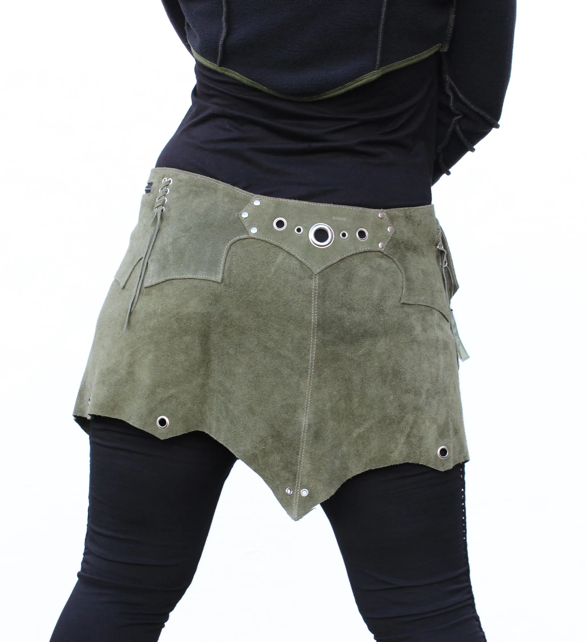 Suede Snap Skirt