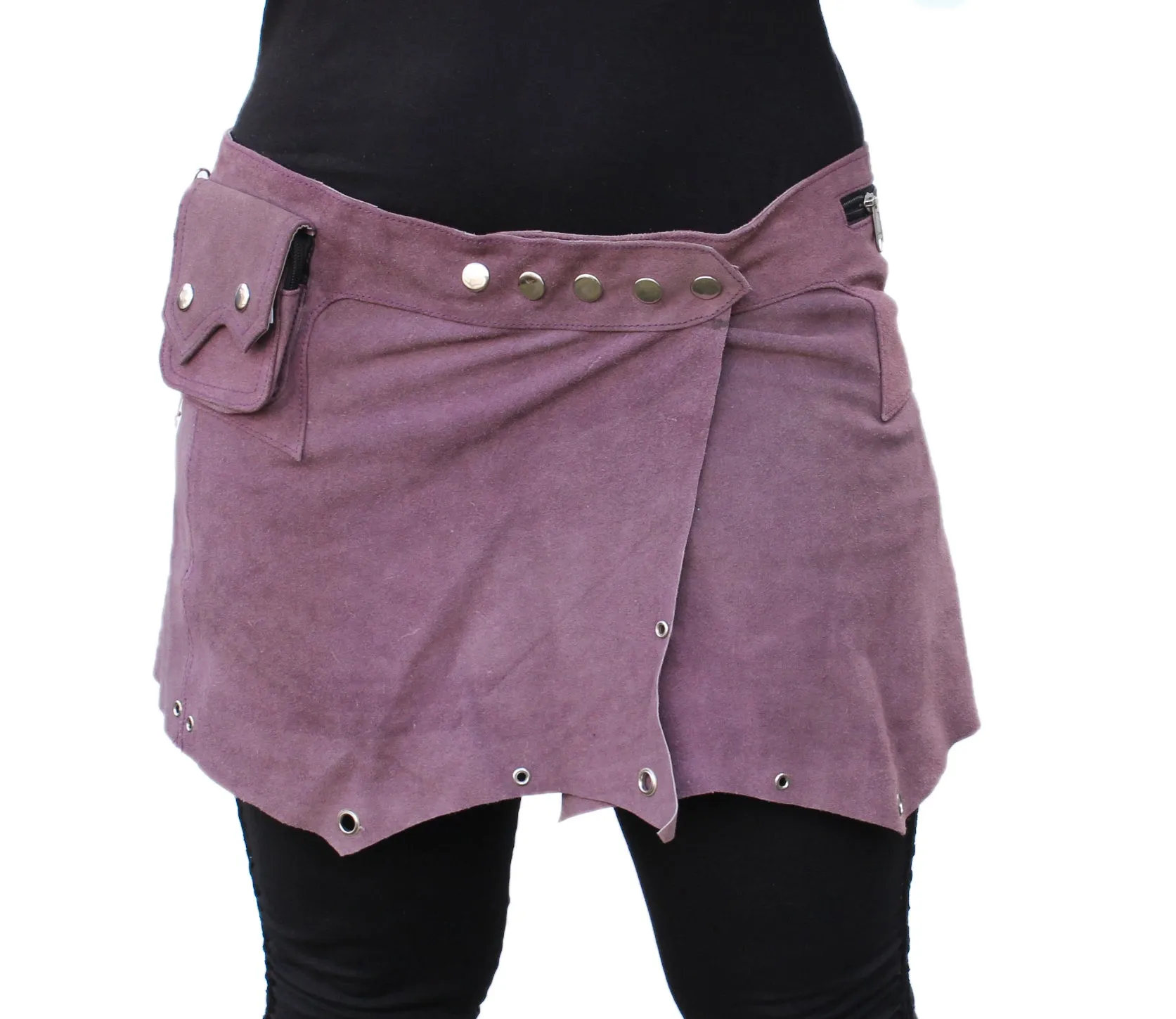 Suede Snap Skirt