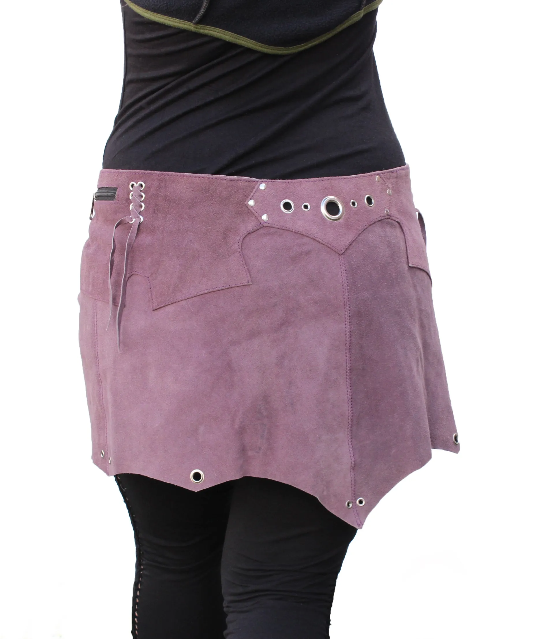 Suede Snap Skirt