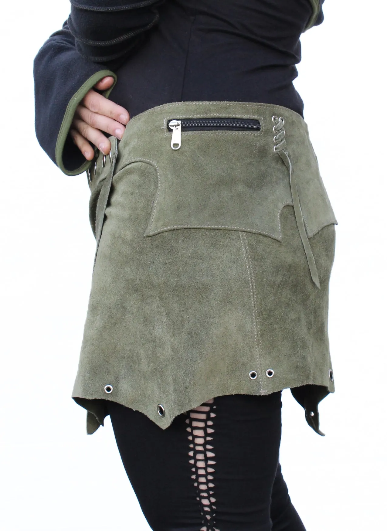 Suede Snap Skirt