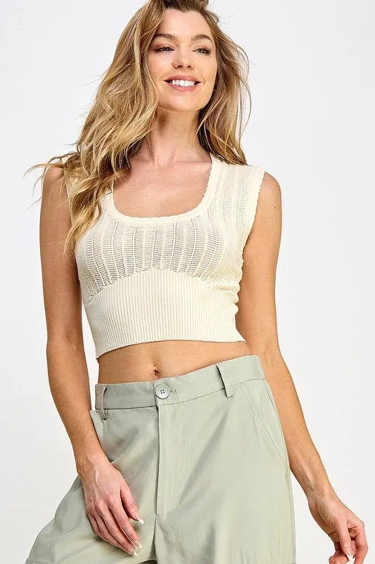 Sweater crop ivory top
