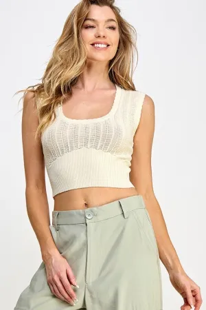 Sweater crop ivory top