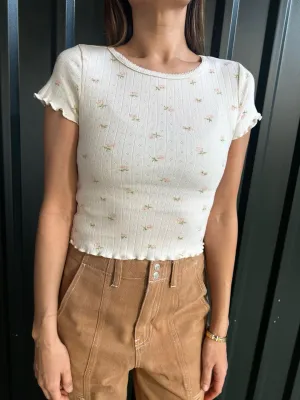 Sweet Pea Tee Lettuce Trim Crop Top