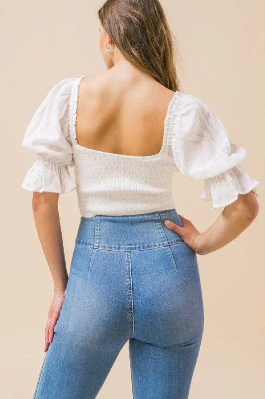 Sweetheart neckline ivory crop top
