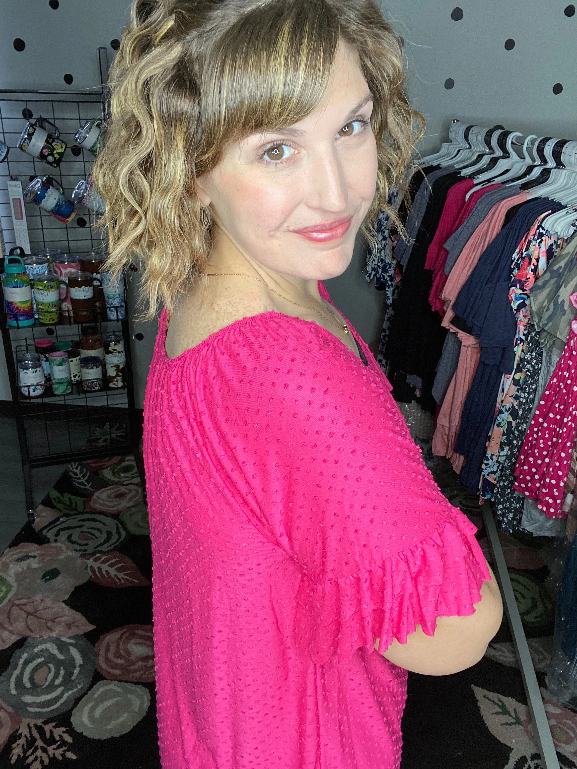 Swiss Dot Off Shoulder Top