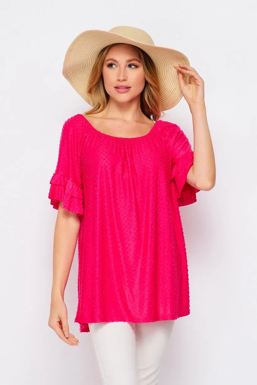 Swiss Dot Off Shoulder Top