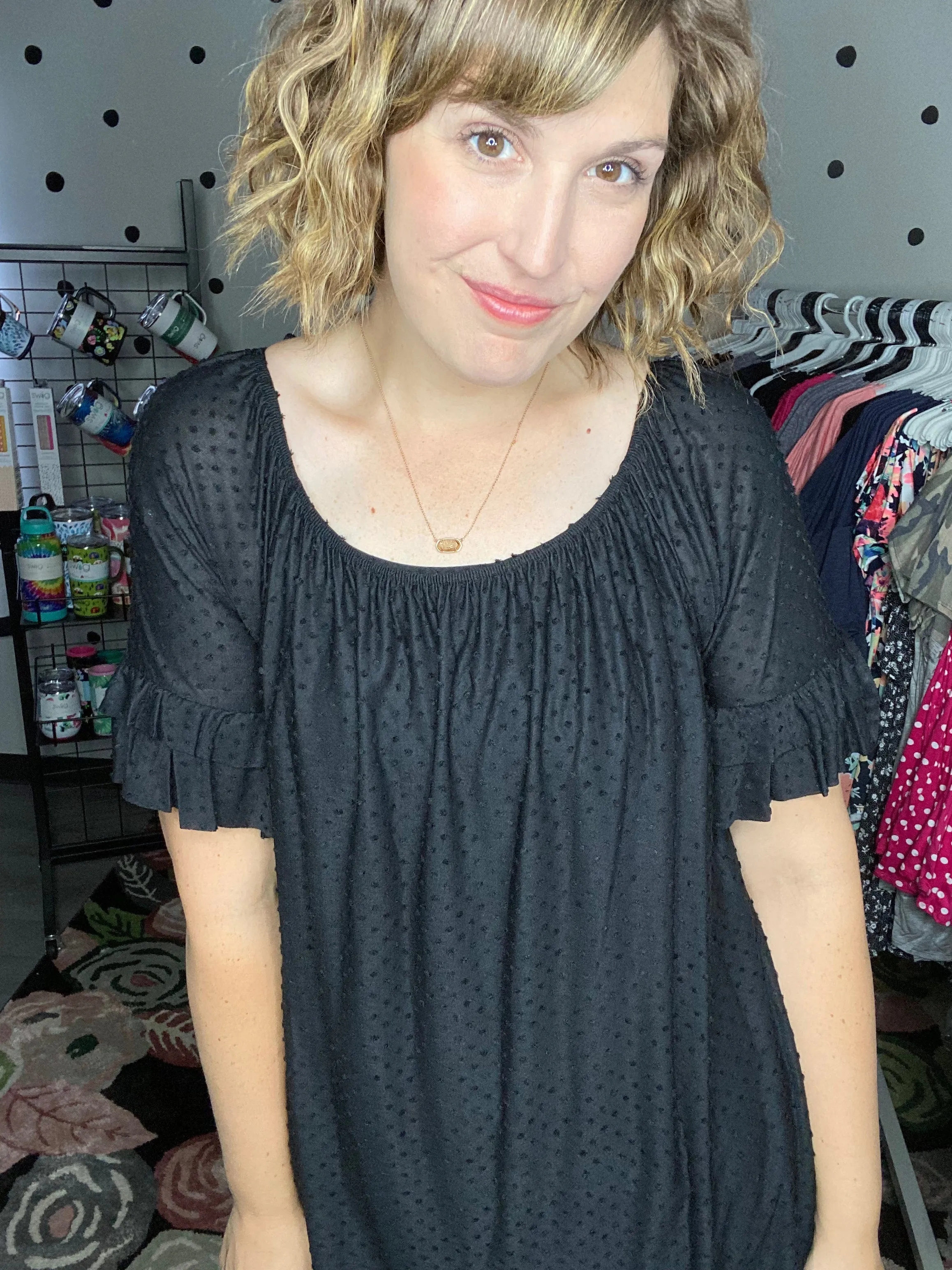 Swiss Dot Off Shoulder Top