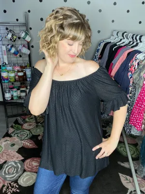 Swiss Dot Off Shoulder Top