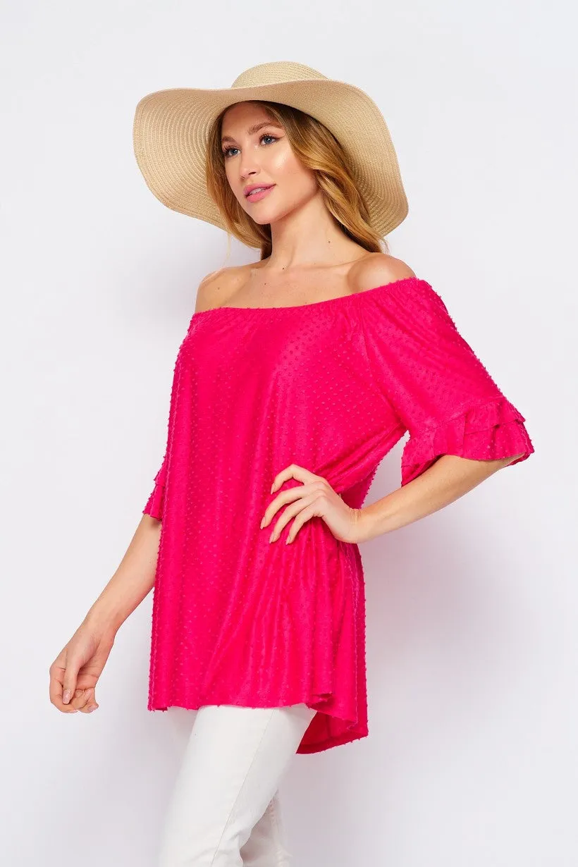 Swiss Dot Off Shoulder Top