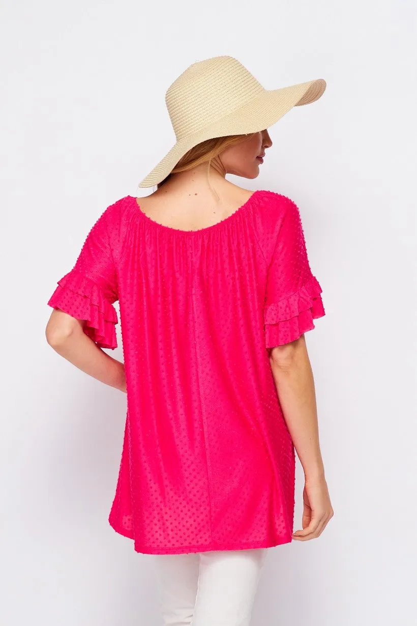 Swiss Dot Off Shoulder Top