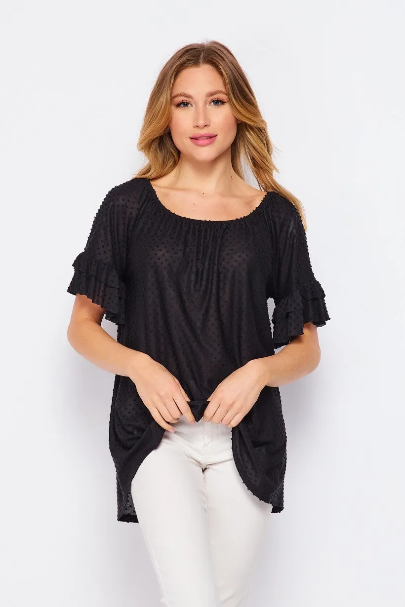 Swiss Dot Off Shoulder Top