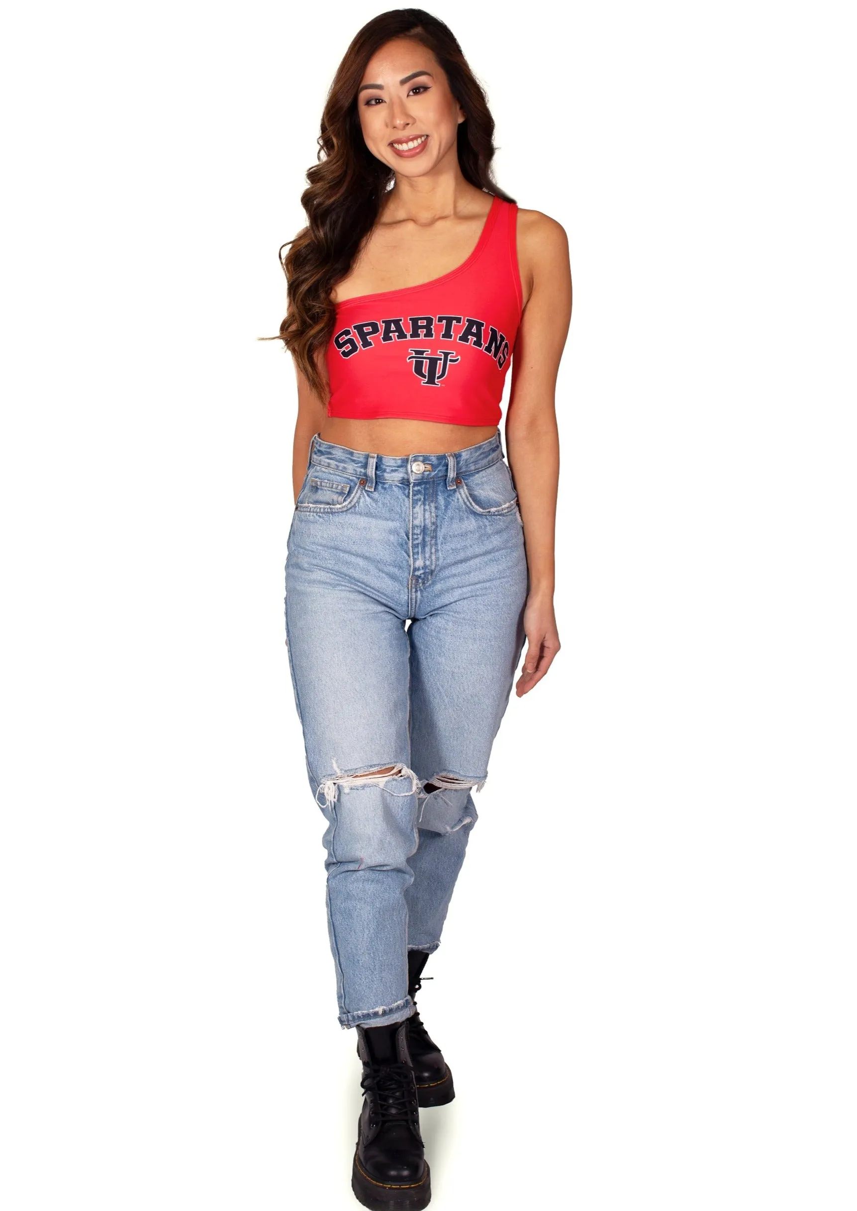 Tampa Spartans Red One Shoulder Top