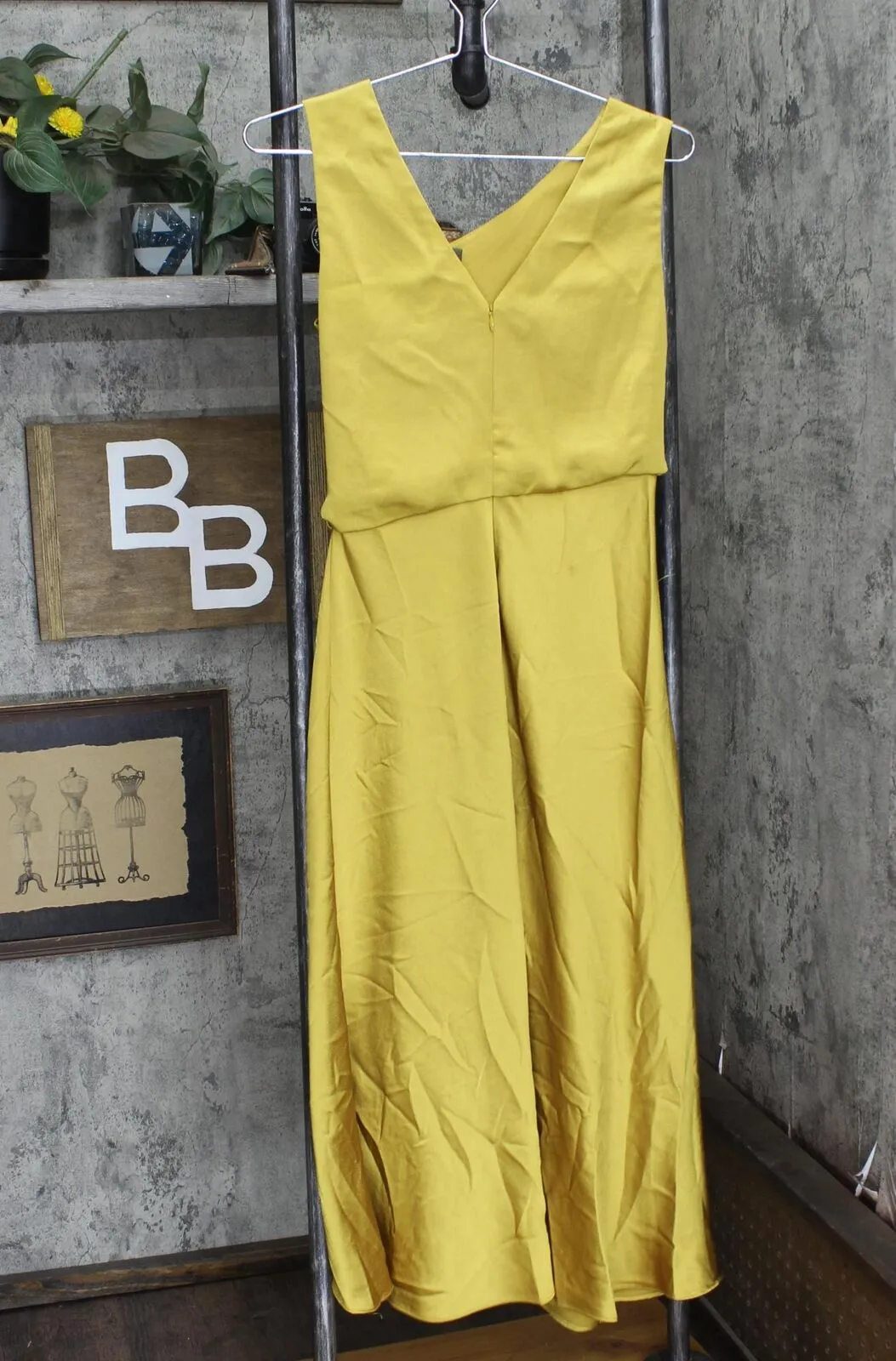 Taylor Women's Solid Satin Crepe Cocktail Midi Dress 2055M Gold Yellow 4