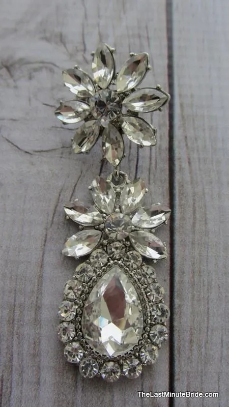 Tear Drop Dangle Earrings with Flower Accent - 932644