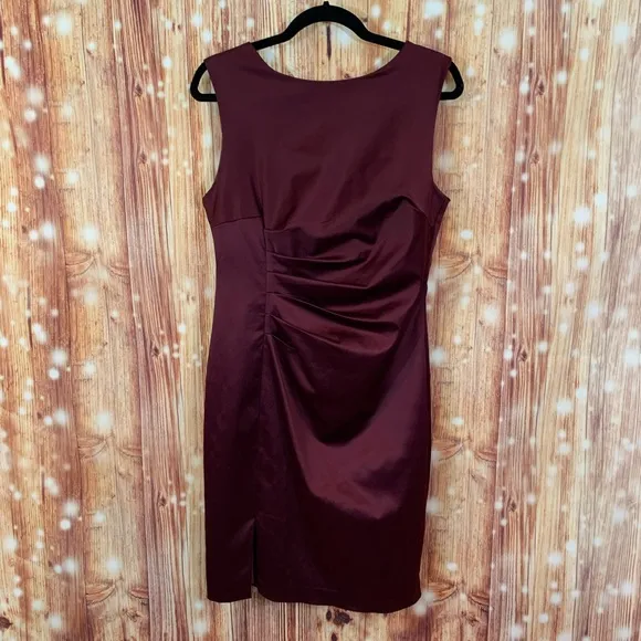 The Limited Bordeaux Sheath Dress Size 10 Draped Front V in Back Burgundy