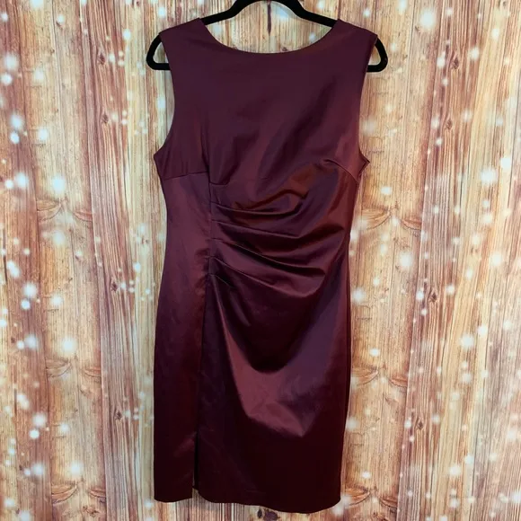 The Limited Bordeaux Sheath Dress Size 10 Draped Front V in Back Burgundy