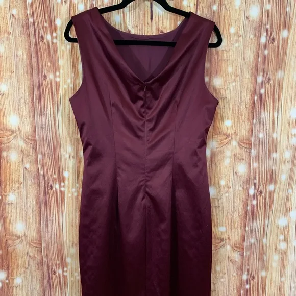The Limited Bordeaux Sheath Dress Size 10 Draped Front V in Back Burgundy