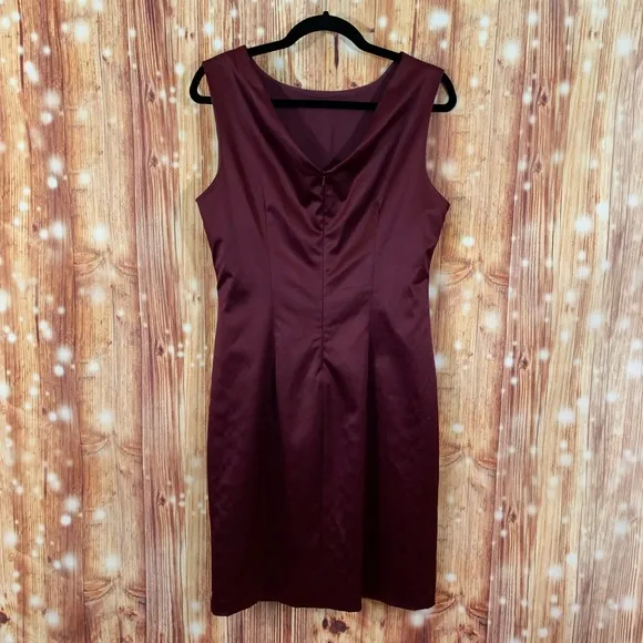 The Limited Bordeaux Sheath Dress Size 10 Draped Front V in Back Burgundy