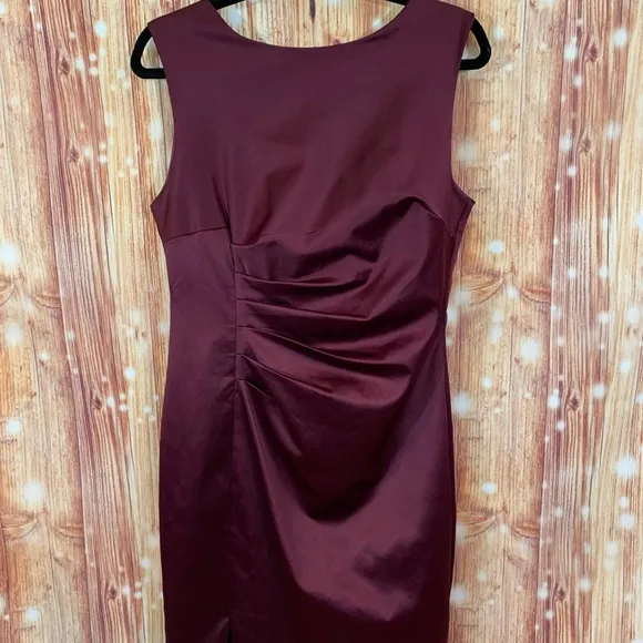 The Limited Bordeaux Sheath Dress Size 10 Draped Front V in Back Burgundy