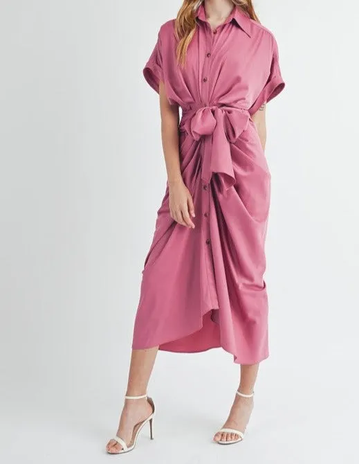 The Selene Tie Front Midi Dress