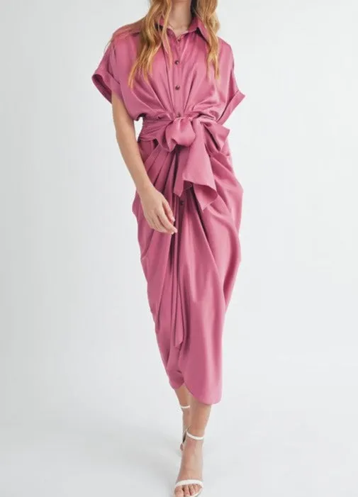 The Selene Tie Front Midi Dress