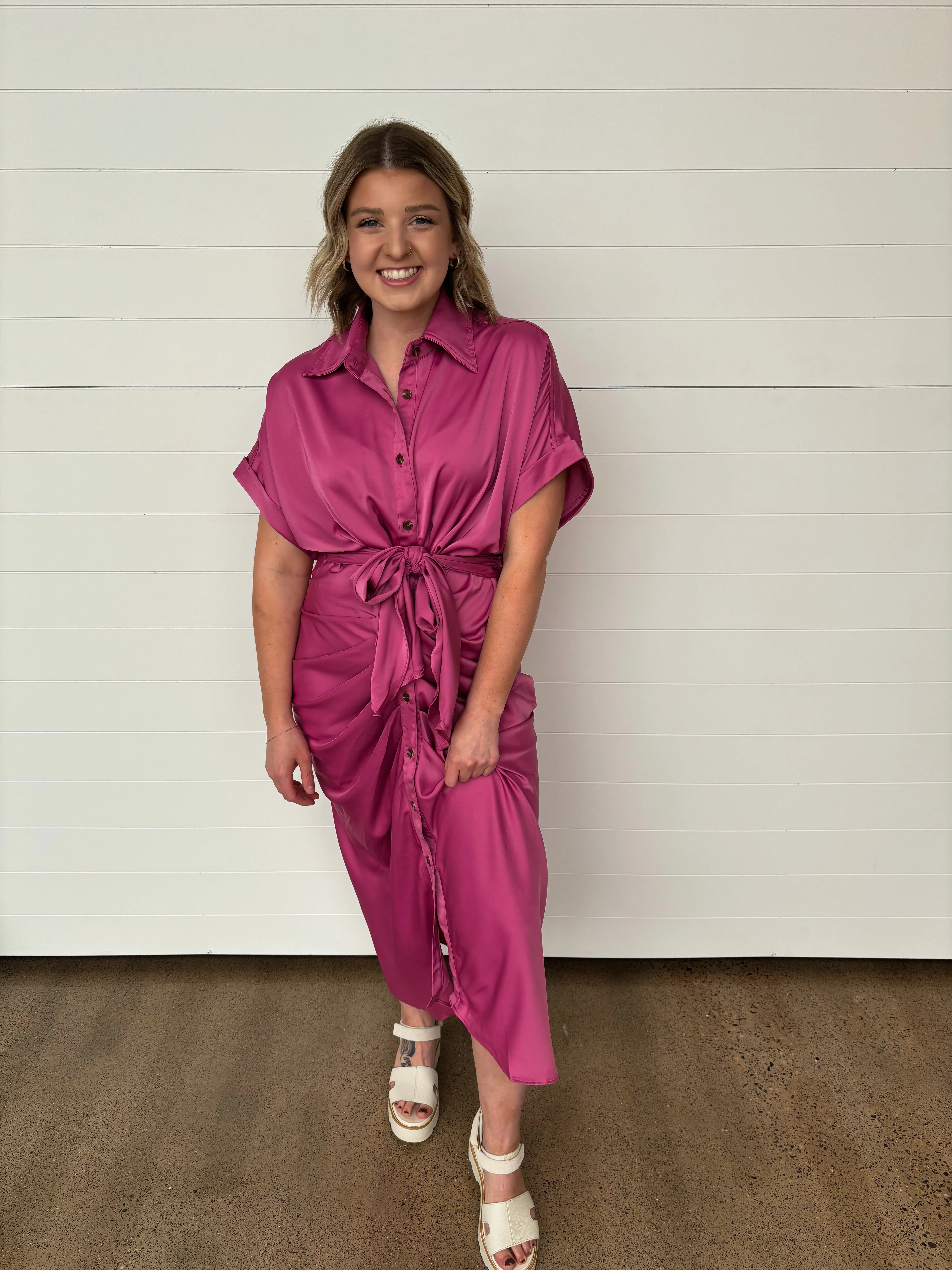 The Selene Tie Front Midi Dress