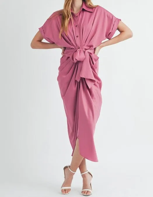 The Selene Tie Front Midi Dress