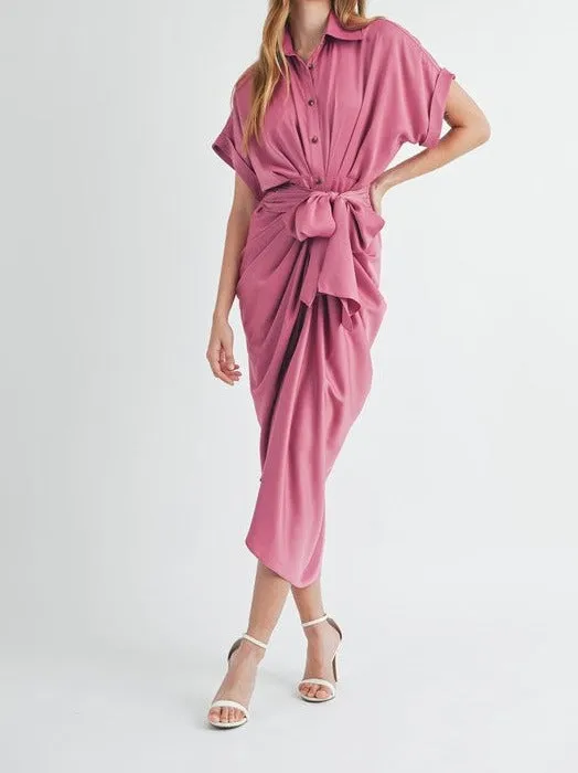 The Selene Tie Front Midi Dress