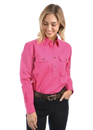 Thomas Cook Contrast 1/2 Placket Ladies Shirt Azalea Pink