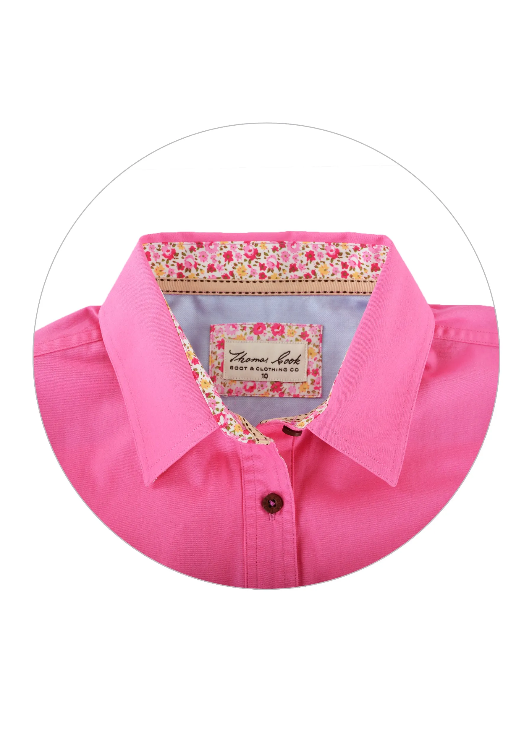 Thomas Cook Contrast 1/2 Placket Ladies Shirt Azalea Pink