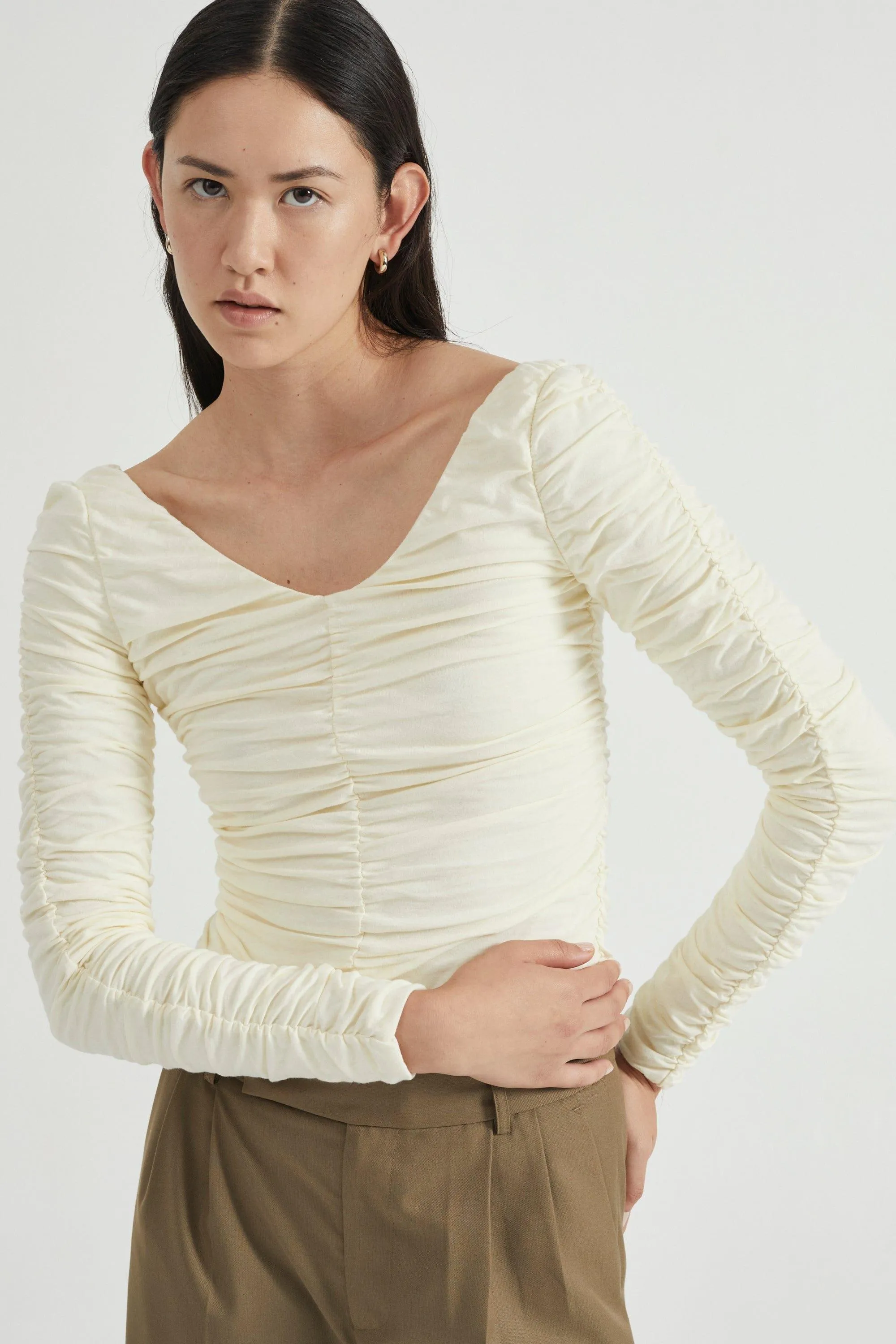 TIME AGAIN GATHERED TOP | CREAM