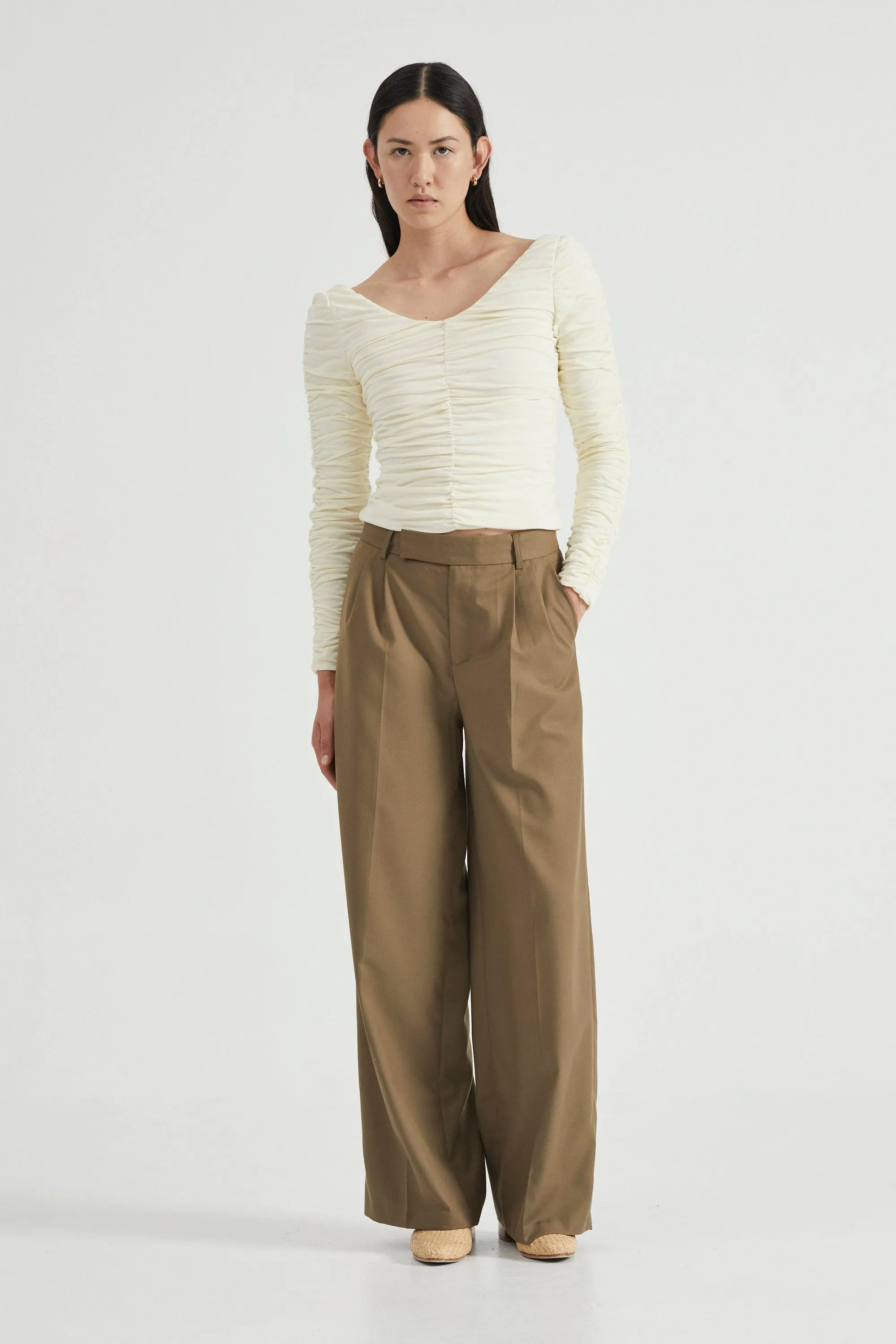 TIME AGAIN GATHERED TOP | CREAM