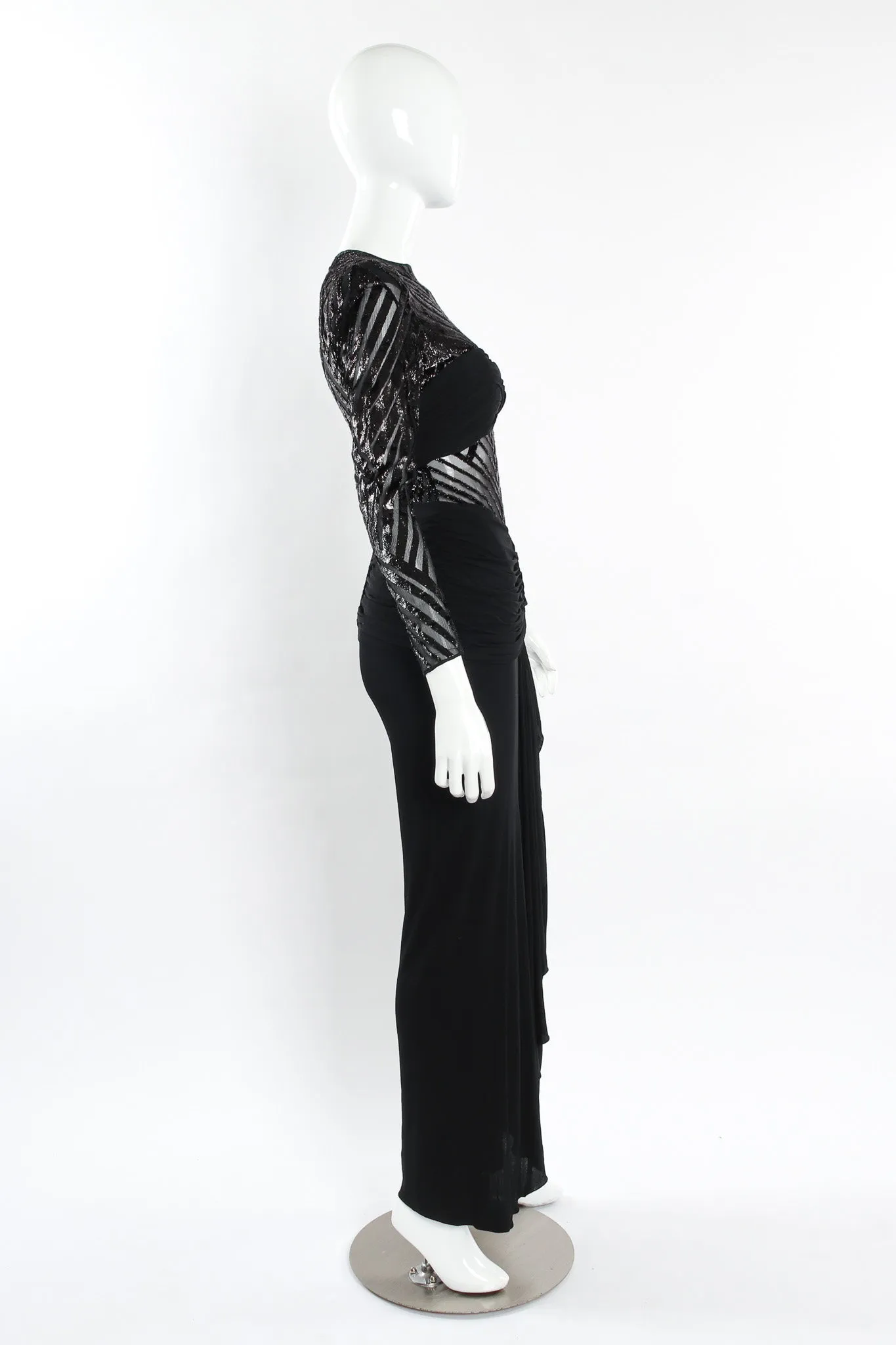 Tinsel Chevron Stripe Silk Dress