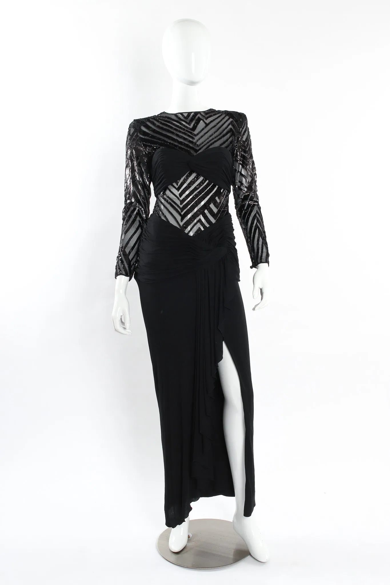Tinsel Chevron Stripe Silk Dress