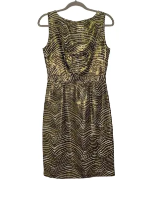 Tory Burch Size 4 Gold Print Pre-Owned Dress- Ladies