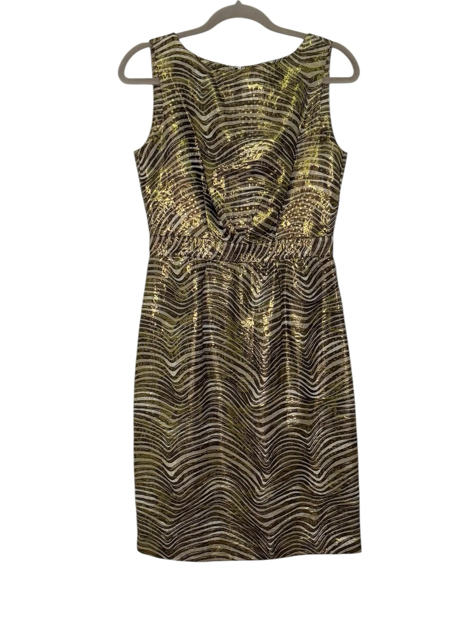 Tory Burch Size 4 Gold Print Pre-Owned Dress- Ladies