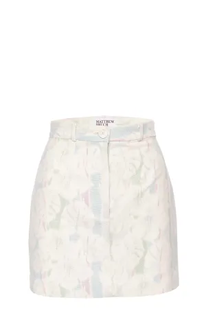 Tropical Printed Denim Mini Skirt