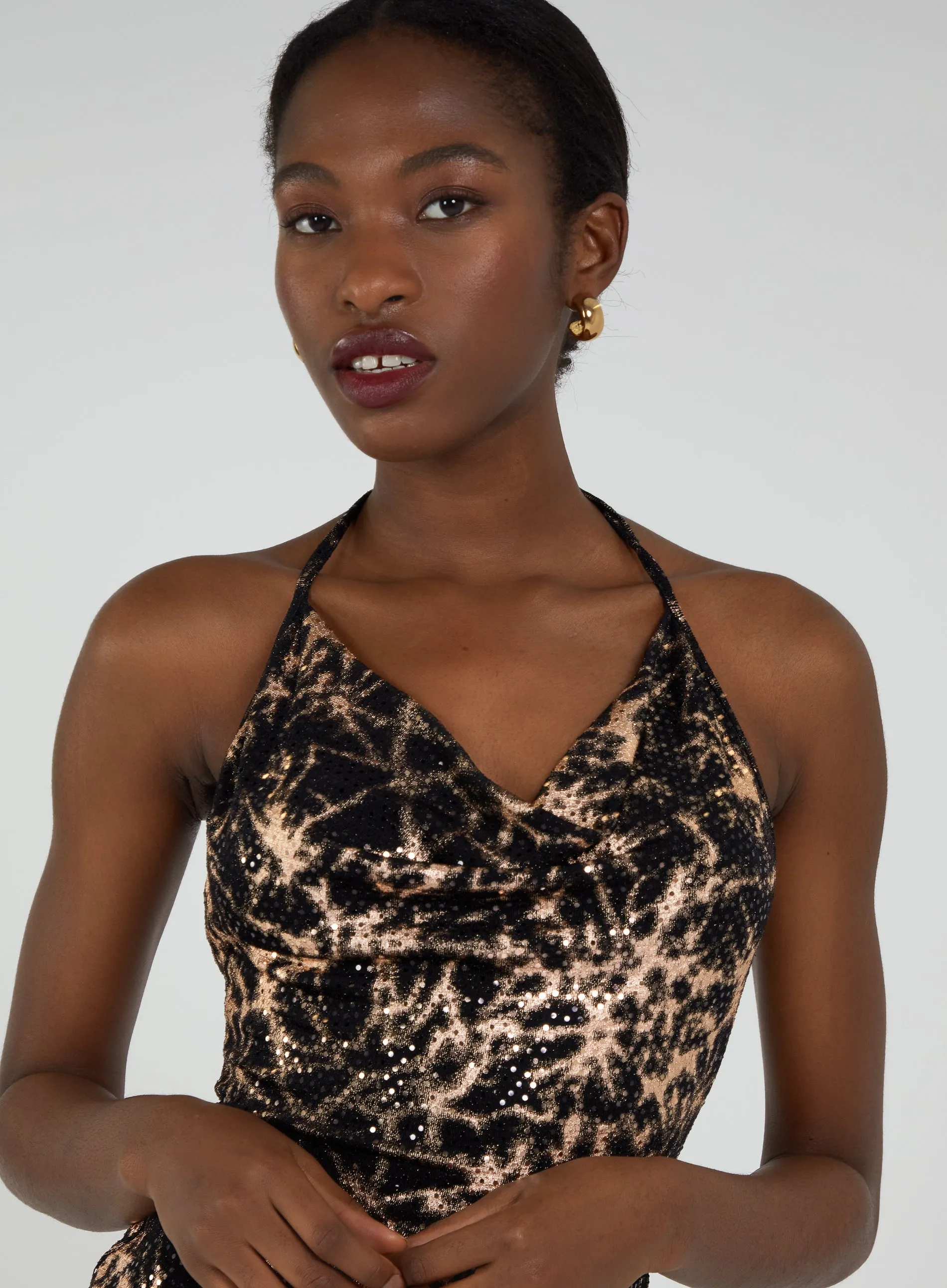 Two Tone Cowl Neck Dress