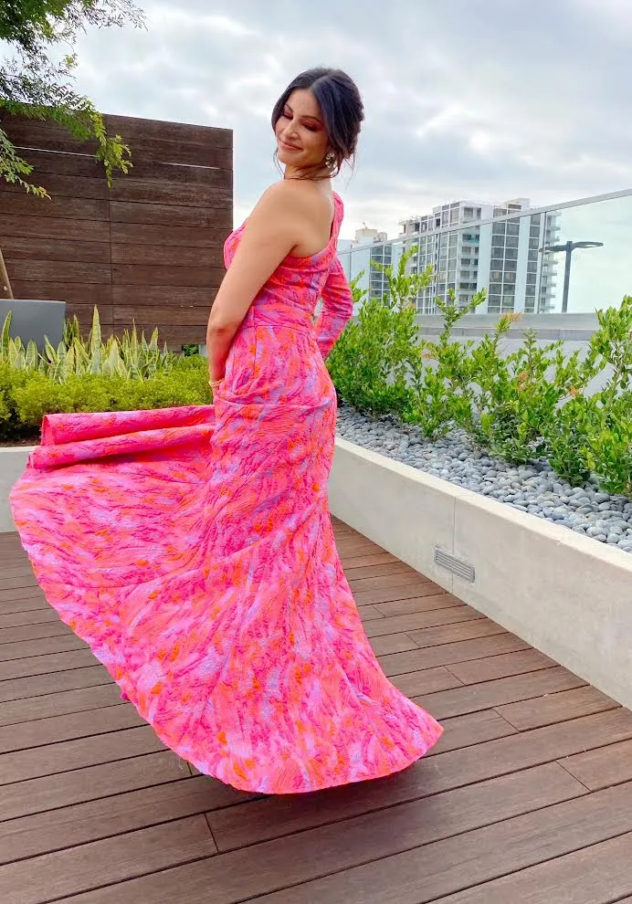 TYRA Orange and Pink Lehenga Skirt